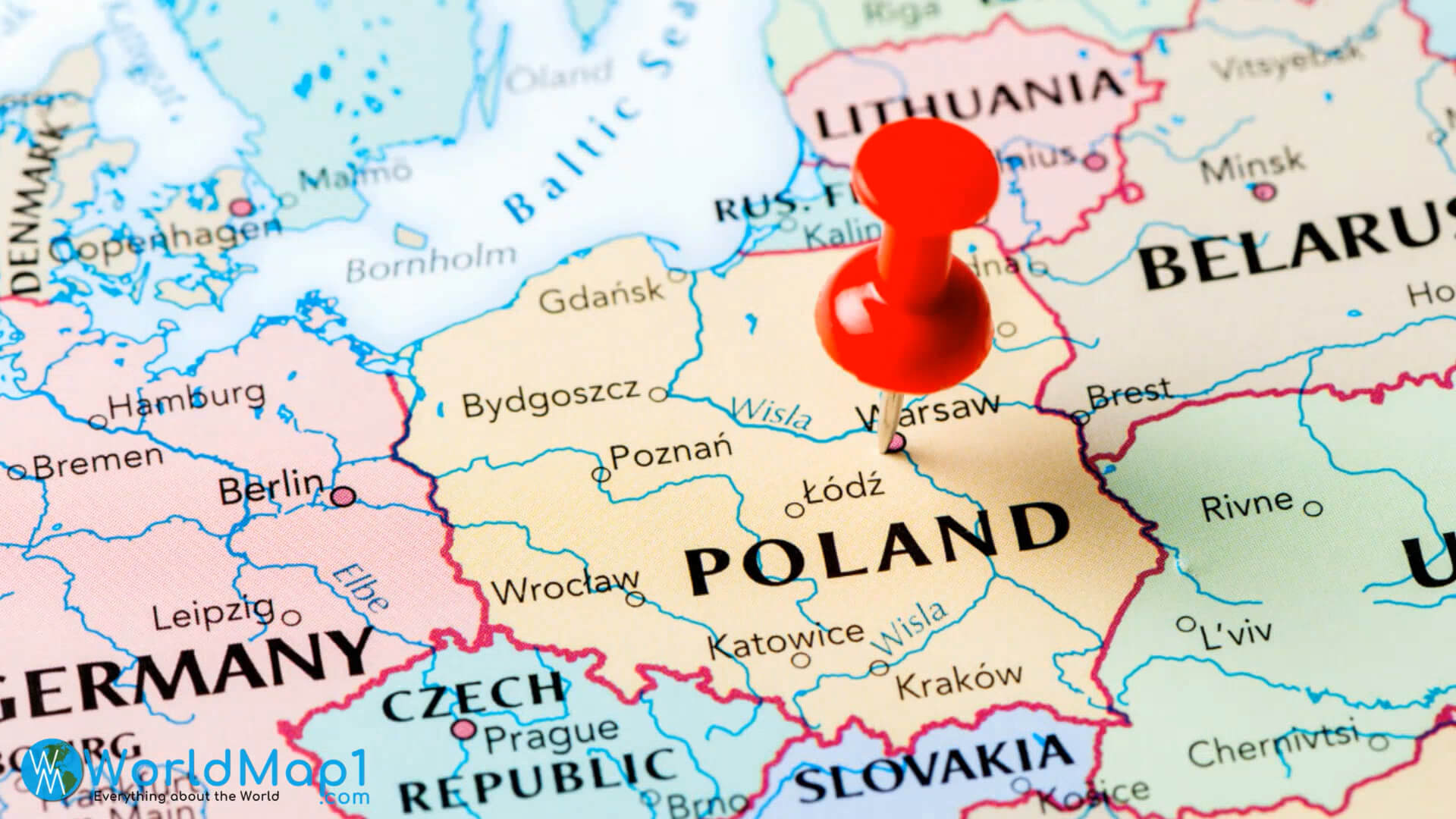 Polen-Karte mit weißrussischer und ukrainischer Grenze